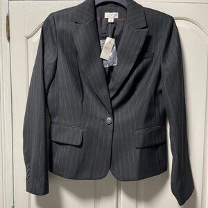 Loft Pinstriped Blazer Black, Dark Gray, Size 10 NWT